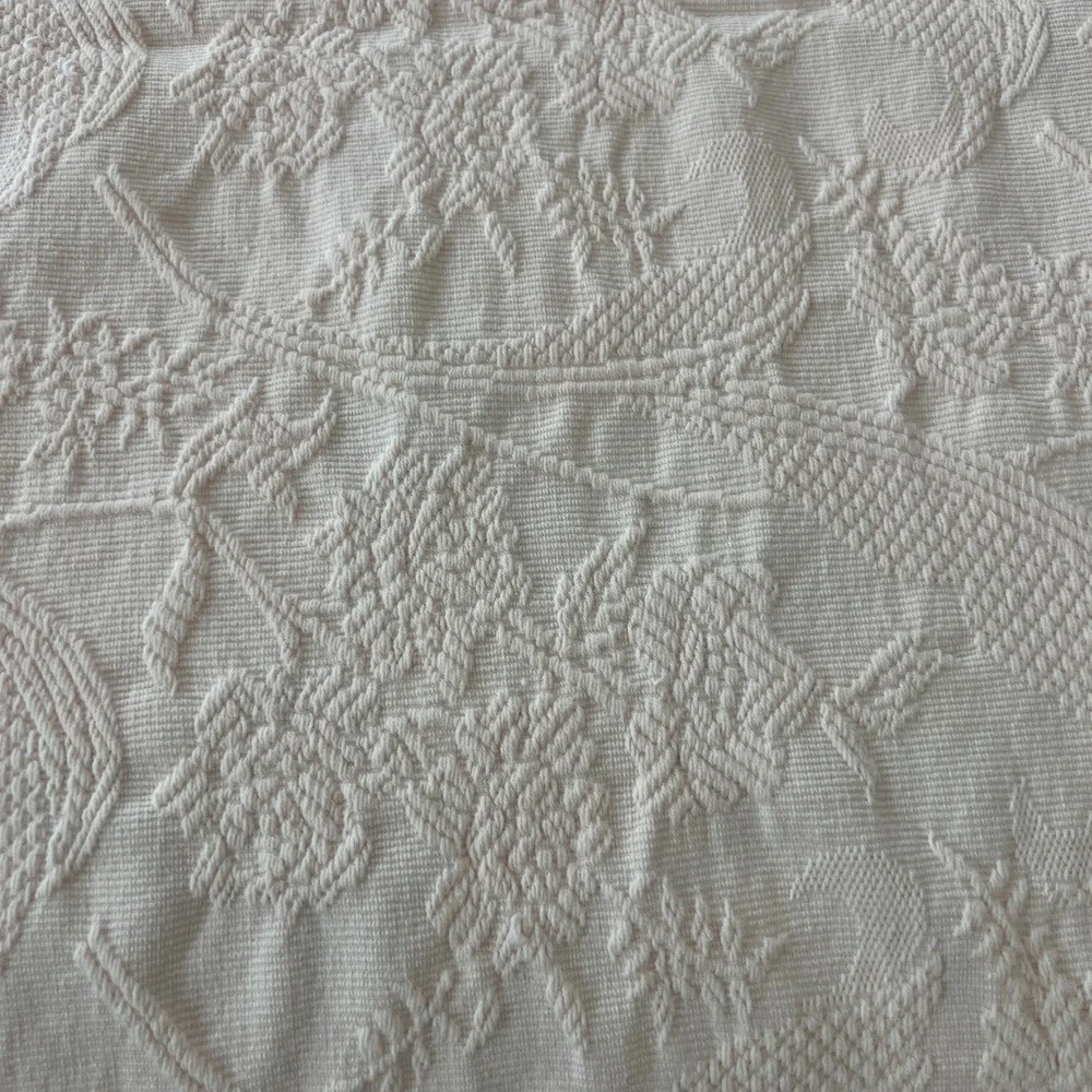 Columbine Cody Portugal Woven Bedspread & 2 Shams Pink Cotton‎ Floral Jacquard